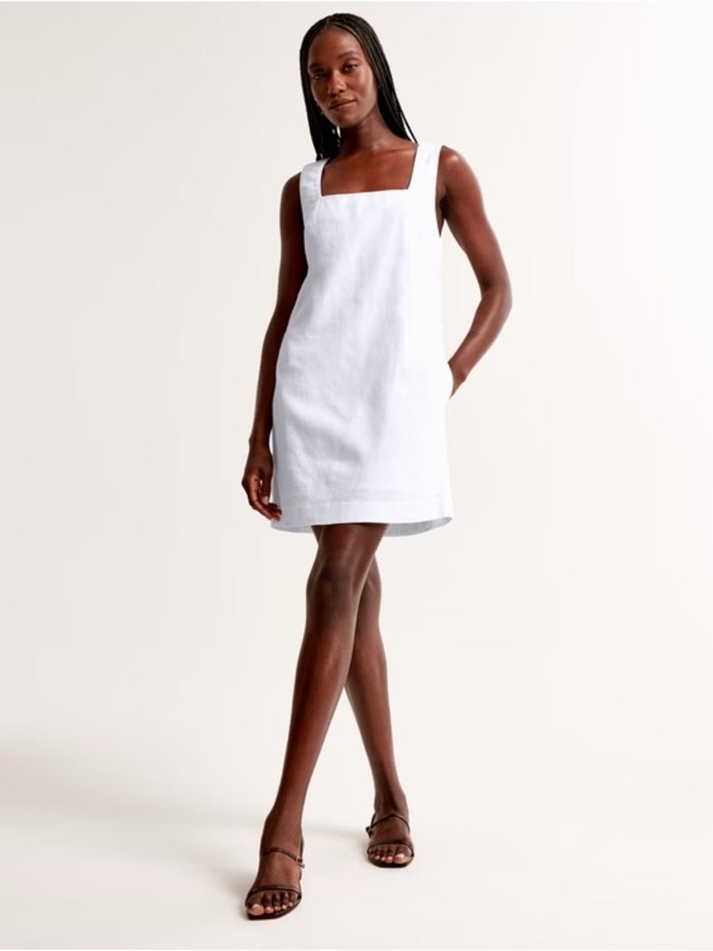 NWT Abercrombie Linen-Blend Wide Strap Mini Dress